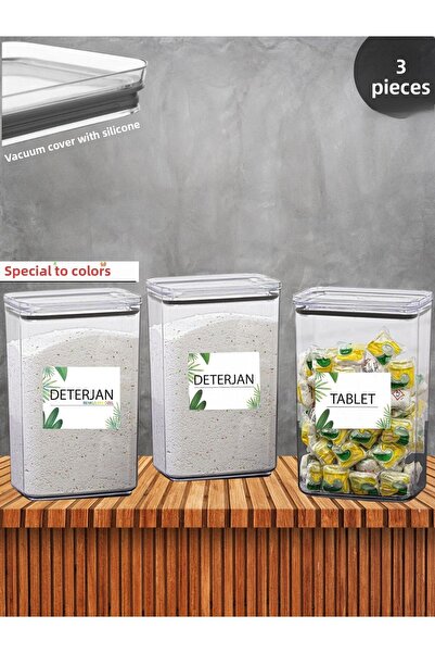 Comprox Bathroom Storage Container Rectangular 2.9lt 3&#Set of 39 Tablet/Detergent Container Box with Vacuum Lid Hard Mica