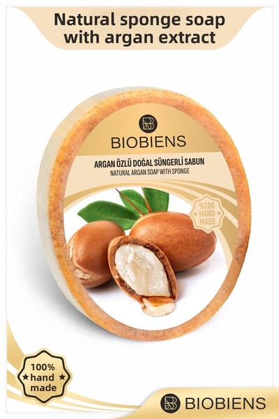 Biobiens الاستحمام بخلاصة الأرغان وصابون إسفنجي طبيعي خاص للبشرة