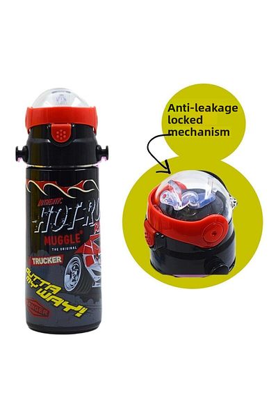 MUGGLE Steel Flask with Straw - 550 ml Car Pattern