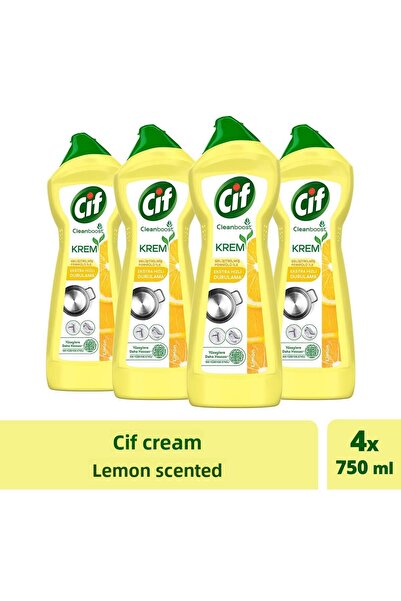 Cif Cream Surface Cleaner Lemon Scented Chlorine Dye Phosphate Paraben Free 750 ml 4 Pcs