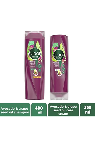 Elidor شامبو العناية بالشعر بزيت الأفوكادو وبذور العنب - طاقة الطبيعة 400 مل ...
