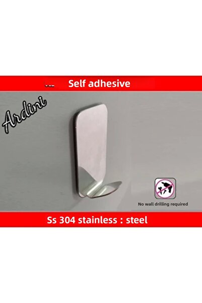 ardini Pack of 4 - Stainless Steel, Adhesive Radius Rectangular Chrome Robe Towel Rack