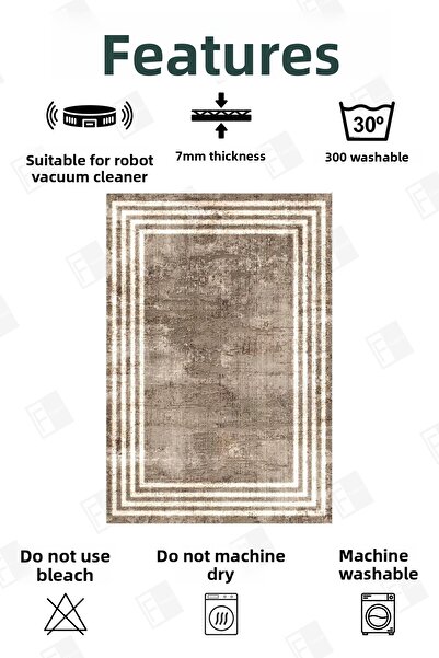 Faiend Σετ 2 χαλιών και πατάκι μπάνιου με αντιολισθητική βάση - Σετ καθισμάτων τουαλέτας που πλένονται (7)