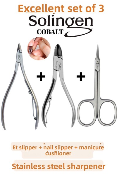 Luchs Solingen Cobalt 3-Piece Manicure Pedicure Set Meat Nipper Nail Nipper M...
