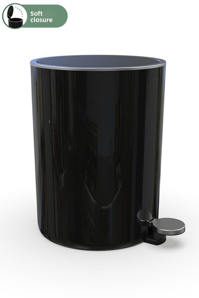 Prima Nova Lenox 5 Lt Black Pedal Trash Can - for Bathroom, Kitchen, Office