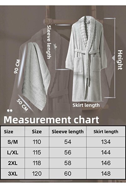 Rebeka Home Collection Ανοιχτό γκρι μπουρνούζι Carla με πετσέτα