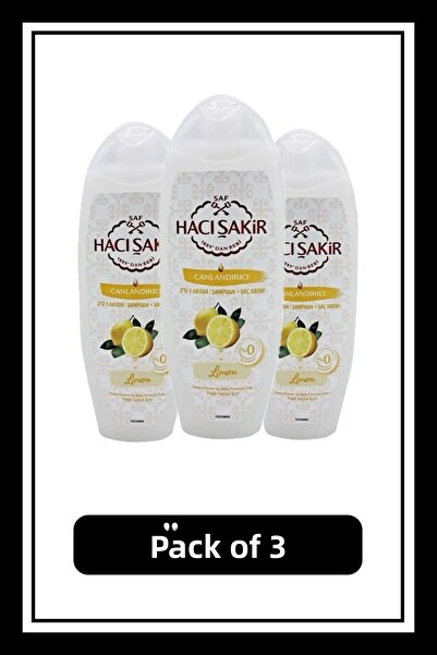Hacı Şakir شامبو + بلسم مغذي 2 في 1 بالليمون × 3 قطع
