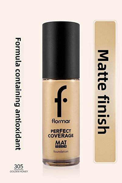Flormar كريم أساس غير لامع يحتوي على فيتامين E - 305 عسل ذهبي - كريم أساس مات تاتش