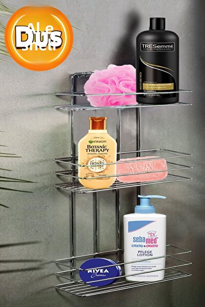 Badem10 Bathroom Shower Shelf Shampoo Rack Corner Holder Square Chrome 3 Tiers Supplies Organizer Organizer Kitchenware Shelf