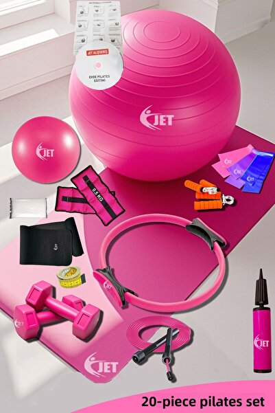 Jet Set Pilates Home Salon: Minge Pilates, Bandă de 3 litri, Minge de cauciuc și gantere