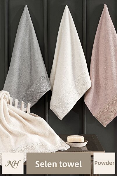 Nazik Home منشفة وجه سيلين دانتيل قطن 100% (50 × 80 سم)