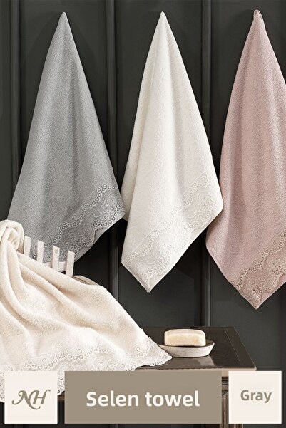 Nazik Home منشفة وجه سيلين دانتيل قطن 100% (50 × 80 سم)