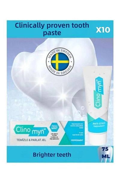 Clinomyn 75 ml X 10 Pieces Fresh Teeth Whitening and Brightening Gel Toothpaste