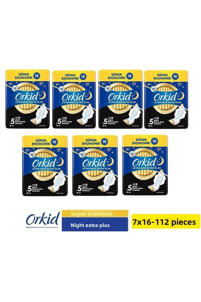 Orkid سوبر اقتصادي الترا نايت اكسترا بلس 16 قطعة. 5 مقاسات × 7 عبوات
