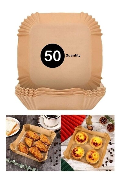 HİROS'H 50Square Airfryer Baking Paper - Oil Kraft Paper