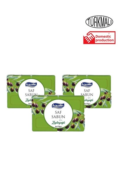 Aqualin صابون أكوالين صابون نقي بزيت الزيتون 700 جرام × 3 قطع