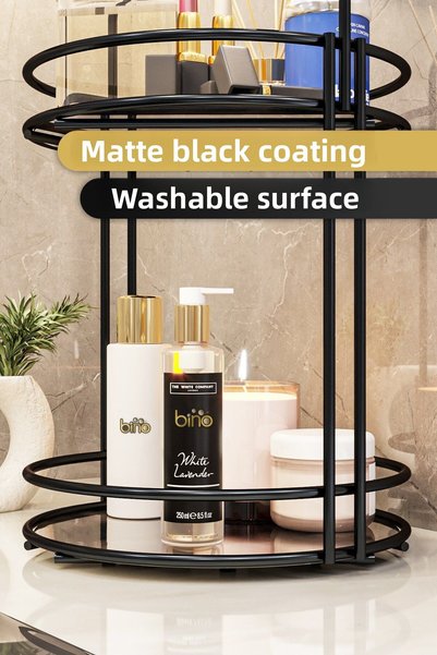 Bino Bathroom Organizer 2 Tiers 40CM Black Luxury Organizer Organizer Bathroom Shelf Shampoo Rack Decorative