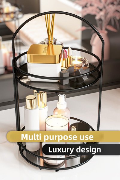 Bino Bathroom Organizer 2 Tiers 40CM Black Luxury Organizer Organizer Bathroom Shelf Shampoo Rack Decorative