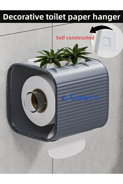 CocoVia Suport decorativ pentru hârtie igienică cu umeraș autoadeziv - Suport și suport pentru hârtie igienică