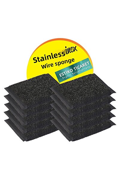 ESTİKO اسفنجة تنظيف الأسلاك من إينوكس، 10 عبوات