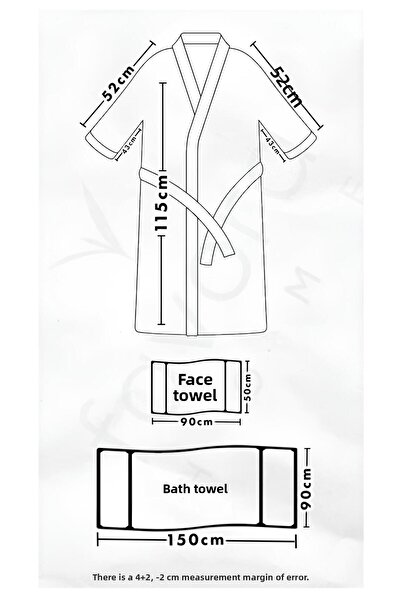 kubbe Wedding Family Bathrobe Set 6 Pieces - with Soap Gift