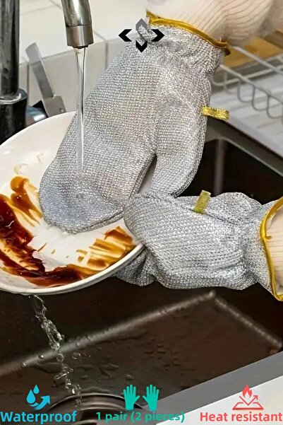Mehat TELDİVEN Mănuși pentru spălat vase 2 bucăți Mănuși pentru spălat vase d...