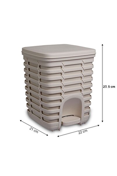 Prima Nova Square Trash Can with Palm Pedal 9 Lt - Beige