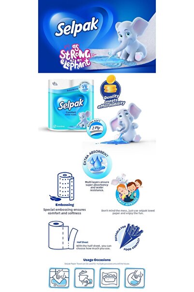 Selpak Kitchen Towel Comfort Maxi 2ply 1=3 Single Roll