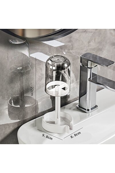 Choice حامل فرشاة أسنان رمادي اللون مزود بغطاء واقٍ من الغبار، وتصميم لتصريف ...