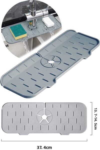 ARNİLLO Gray Water Trap Faucet Mat For Kitchen Bathroom Protective Faucet Sink Mat Dish Sponge Mat