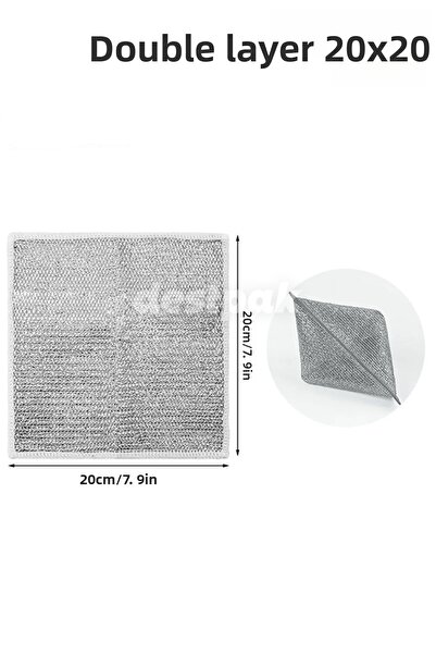 Destpak 3 Pcs Multi-Functional Wire Dishcloth - Non-Scratch for Teflon and Ceramic - Double Layer Wire Chain (20X20)