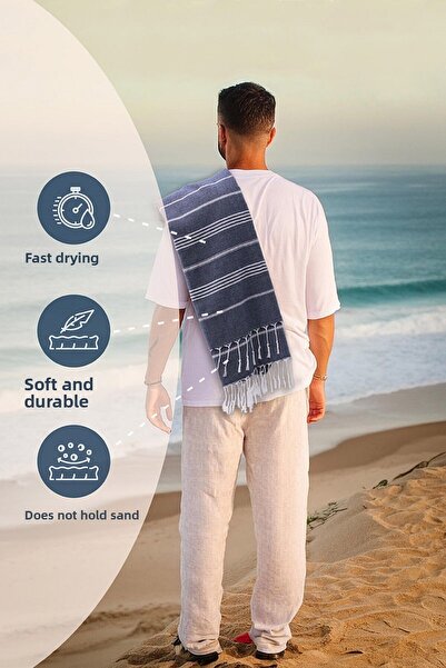 FAVORA Peshtamal Beach Towel 90X140 - Navy Blue