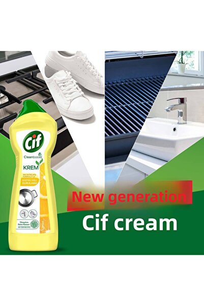 Cif Cream Surface Cleaner Lemon Scented Chlorine Dye Phosphate Paraben Free 750 ml 4 Pcs