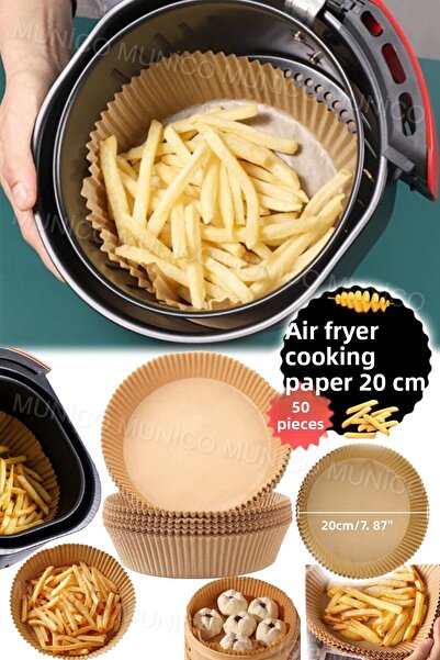 Munico Airfryer Baking Paper - 50 Pieces, Round Oil, Waterproof, Fireproof Pa...