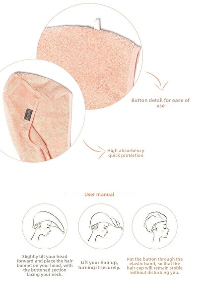 RUIADA Fuchsia D - 100% Cotton, Elastic and Buttoned Hair Dryer Cap