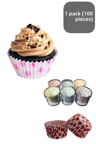 CocoVia 100 قطعة من قوالب الكيك الملونة - ورق كب كيك (عبوة واحدة)