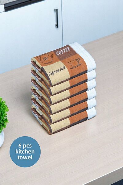 sevilya 6 Pack Printed White Kitchen Towel Model