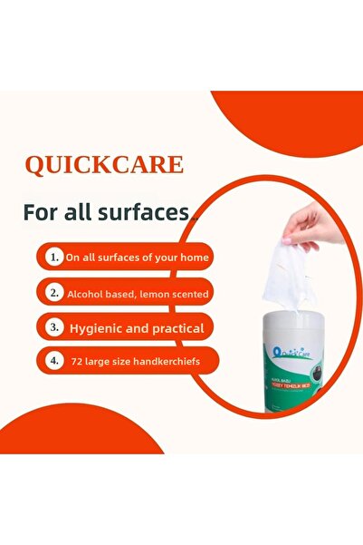QUICKCARE 72 منديل مبلل - مطهر برائحة الليمون