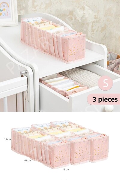 Pazar Kapısı 3 τεμάχια Baby Baby Room Ακορντεόν Συρταριέρα Organizer Pink S Size
