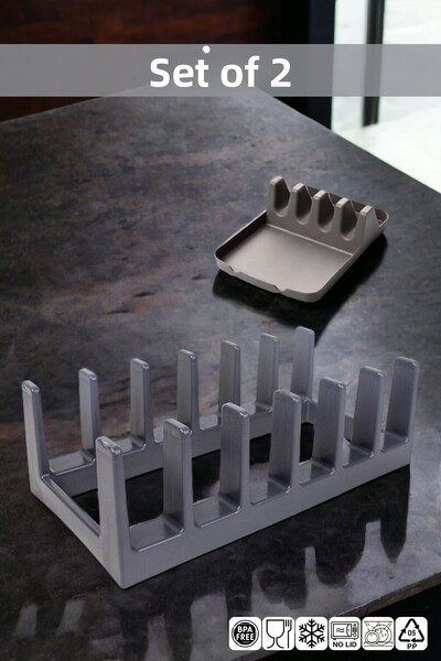 NY HOME Set de 2 bucătărie, organizator antracit pentru capac și dispozitiv d...