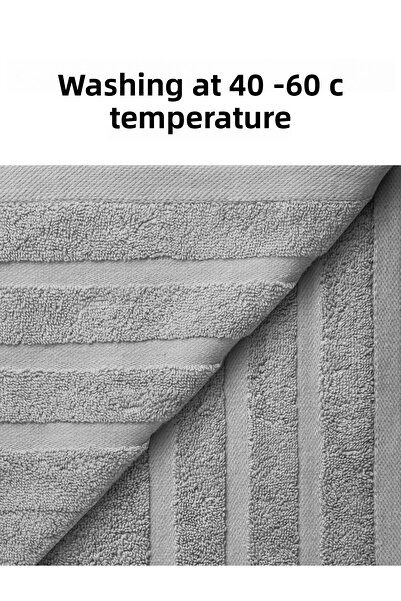 KAYABEY HOME Šedá sada 2 velkých osušek do koupelny Sprchové ručníky Měkké 100% bavlna s proužkovým vzorem
