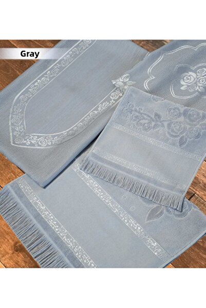 GONCA TEKSTİL Etamin Seamless Embroidered 4-Piece Prayer Rug Set