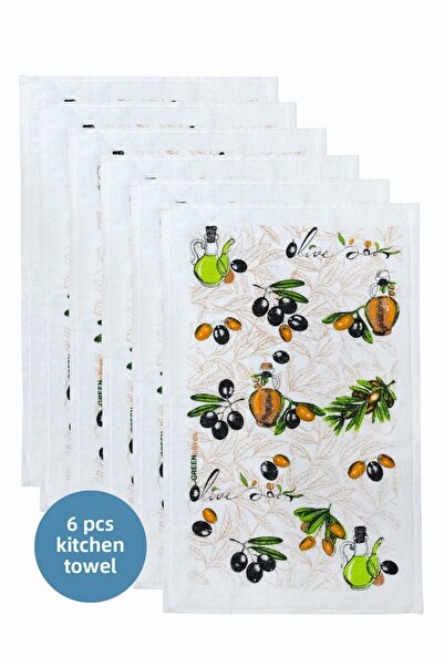 sevilya 6 Pack Printed White Kitchen Towel Model