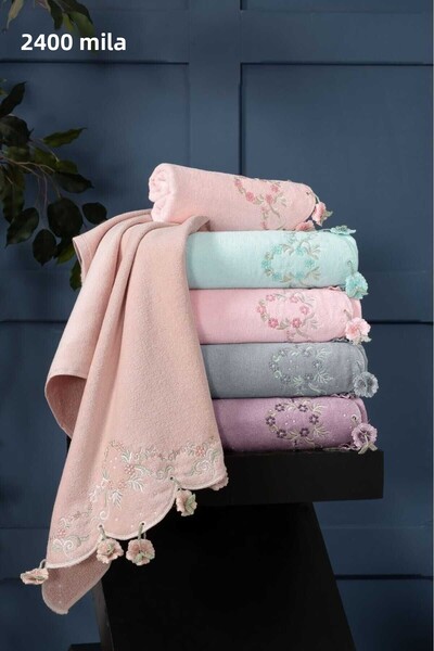 Fiesta Σετ πετσετών Mila Velvet 3D Κεντημένο 100% Μπούκλα Πολύχρωμο 6 τεμαχίω...