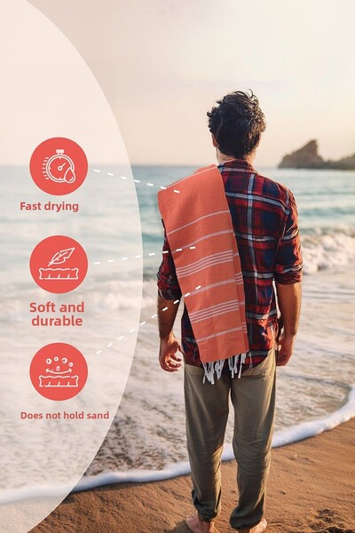 FAVORA Pomegranate Flower Patterned Loincloth Beach Towel - 90x140