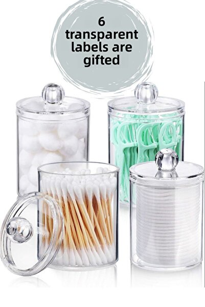 Böğürtlen Home منظم حمام مكون من 4 قطع - منظم للأذنين والخيط والمكياج مصنوع من القطن في الخزانة