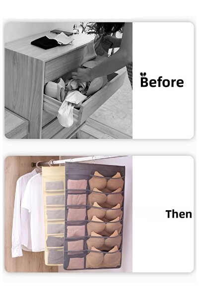 ADARYA HOME Multi-Purpose Organizer with Double Sided Hanger (12 and 18 Eyes) (Grey)