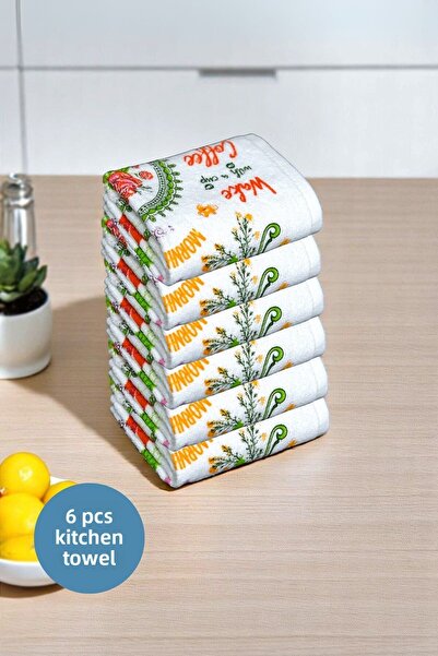 sevilya 6 Pack Printed White Kitchen Towel Model