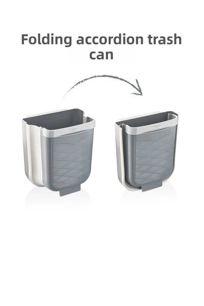 Melkan Home Coș de gunoi de bucătărie sub blat cu curea pliabilă - Coș de gunoi acordeon ascuns în interiorul dulapului |   Gri