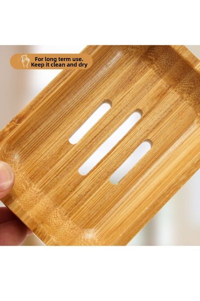 Generic Brand حامل صابون يدوي خشبي من الخيزران من كامبتك - مربع - دائري